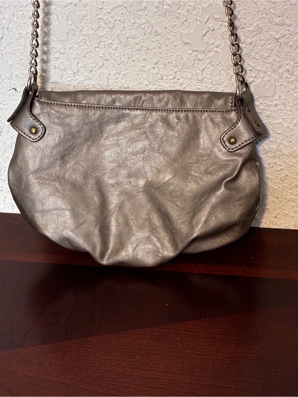 Candie's Metallic Silver Studded Crossbody Bag - Picture 3 of 6